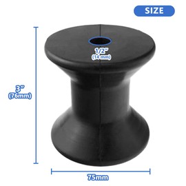 UISKEDS 3" Marine Trailer Bow Roller, 1/2" Shaft Heavy Duty Boat Trailer Winch Stand Rubber Keel for Stopping Boat, Trailer Guiding