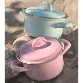 Riess, 0443-006, Farmer's Bowl 14, Classic - Bunt/Pastell, Colour Pink, Diameter 14 cm, Height 6.4 cm, Capacity 0.85 Litre, Enamel, Farmer's Bowl, Induction