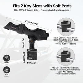 HITORHIKE Fishing Rod Holder Universal Fit Kit Allows for 360-degree Adjustment Kayak Fishing Boat Powerlock Rod Holder