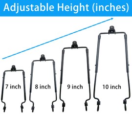 HOKIMEEN Lamp Shade Harp Holder for Spider Lampshade,7/8/9/10 Inch Height Adjustable,3/8" Standard Saddle,E14/E26/E27 Light Base UNO Fitter Adapter Converter,Lamp Kit and Parts,Lamp Harp (Black)