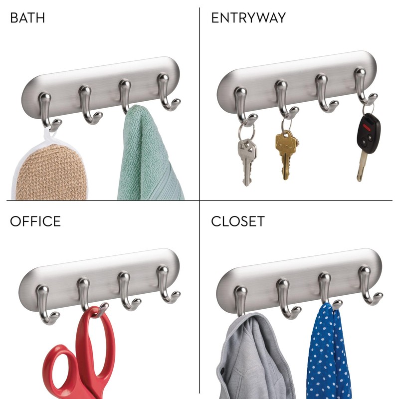 iDesign Self-Adhesive Key Rack with 4 Hooks - Key Holder