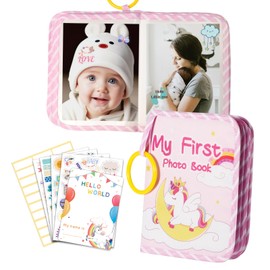 Baby First Photo Albums with 245 DIY Stickers, Soft Memory Cloth Book, My First Family Album Gift for Toddler Newborn (Unicorn)