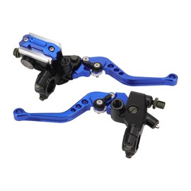GOOFIT 22mm Blue Universal Motorcycle Brake Clutch Lever Handlebar Brake Master Cylinder Reservoir Brake Levers Set Replacement for Dirt Bike Scooters