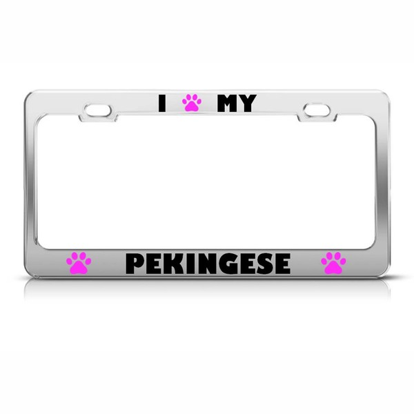 Speedy Pros Pekingese Paw Love Pet Dog Metal License Plate Frame Tag Holder