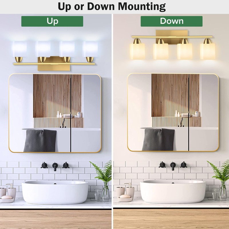 palaro 4 Light Bathroom Light Fixtures,Brushed Gold Vanity Lights for