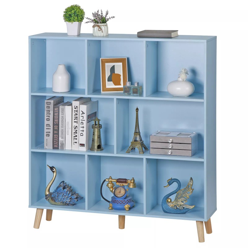 Segawe 8 Cube Storage Organizer, 3 Shelf Wood Bookshelf Storage