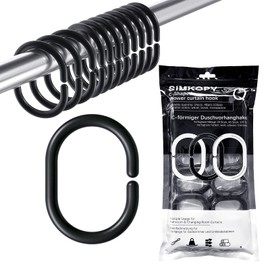 Shower Curtain Rings, 48 Pieces, Shower Curtain Hooks, Black, Rings for Shower Curtain in C-Shape for Shower Window Rod, Shower Rings for Shower Curtain Rods