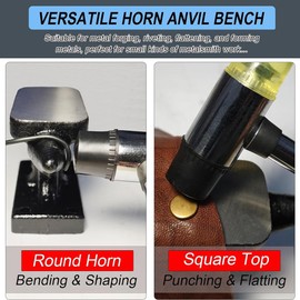 Wisyurt Mini Iron Horn Anvil & Hammer Set, 1.15 Lb ForgedIron Anvil with Rubber Hammer,for Metal Stamping, Silversmith