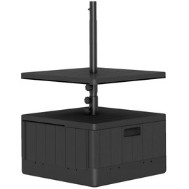 Outsunny 3-in-1 Outdoor Umbrella Base with Table Tray, Coffee End Table, Planter Box with Drain Hole, 175 lbs. Capacity Heavy Duty Fillable Patio Umbrella Stand Table with Wheels and Handles, Black