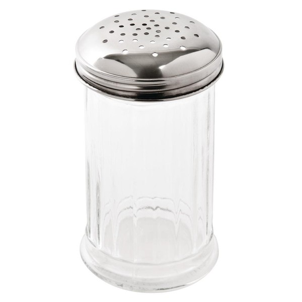 Olympia C236 Sugar Pourer With 2.5X140X70mm Multi Holes Glass And Stainless Steel Container