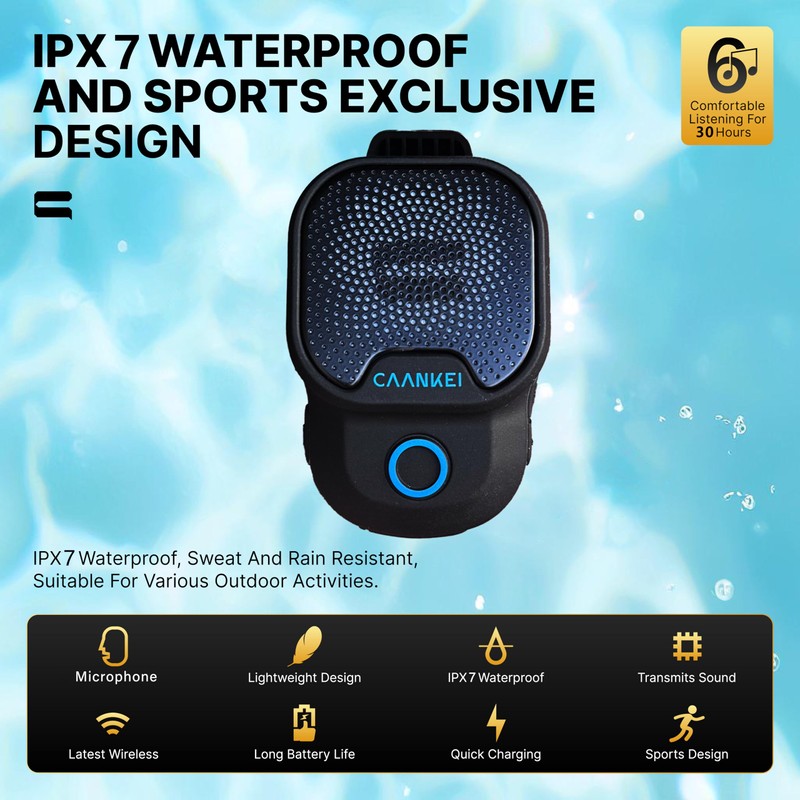 Wearable Bluetooth Speaker V5.3 – Clip-On Wireless Portable Speaker with