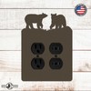 Bear Double Duplex Power Outlet Wall Plate (Double Power, Brown)