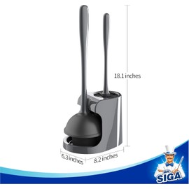 MR.SIGA Toilet Plunger and Bowl Brush Combo for Bathroom Cleaning, Gray, 2 Sets