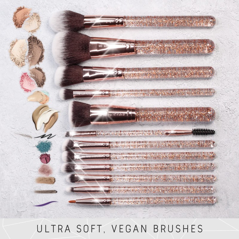 Niré Beauty 15piece Award Winning Glitter Makeup Brushes: Cute Makeup