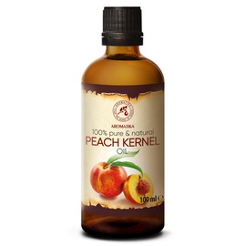 Pfirsichkernöl 100ml - Italien - 100% Rein & Natürlich - Basisöl - Pfirsichöl Reich an Vitaminen - Kaltgepresst & Raffiniert - Nährend - Pflege fur Gesicht - Körper - Haut - Entspannung - Massage