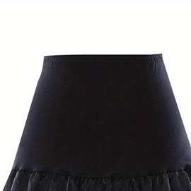 LYSINK Women 50s Vintage Long Petticoat A-line Solid High Waist Mesh Tulle Half Slip Underskirt for Wedding Party Prom (Ba Black, l-x_l)