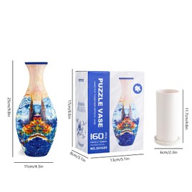 3D Puzzle Vase - Unique Flower Vase Crafted from 160 Curved Plastic Puzzle Pieces - Perfect Housewarming Gift for Flower Arrangements and Home Decoration (Starry Night 2)