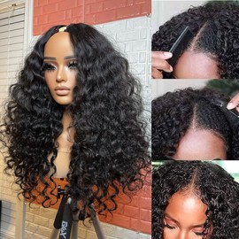RHEANNA V Part Wig Human Hair Curly 180 Density No Leave Out Vpartwig Curly Human Hair V Shape Wig Brazilian Remy Hair Upgrade U Part Wigs For Black Women 24inch
