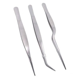 Teanfa Cooking Tweezers Precision Tongs，3 Pieces Stainless Steel Tweezers Precision Tongs for Cooking Culinary Medical Beauty(6.3-Inch)