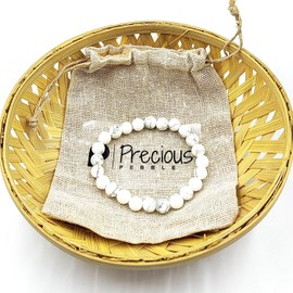 PRECIOUS PEBBLE Moonstone Beaded Bracelet – Natural Healing Stone for Emotional Balance, Intuition & Inner Peace – Adjustable Crystal Bracelet for Women & Men, Adjustable Size