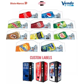 Dixie Narco, Vendo, Royal Vendors, USI & FSI (10) Vendo 540 (V540) 12 oz  "CAN" Vend Labels - Flavor Strips - VARIETY PACK