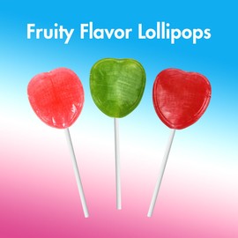 Heart Shaped Lollipops Assorted Fruity Flavors - Individually Wrapped JollyRanchar Lollipops Suckers Bulk in Sealed Bags for Friends, Kids, Party Favors (20 Count)