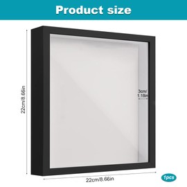 3D Shadow Box Frame, Shadow Box Frame, Wooden Photo Frame, Deep Box Frame for Objects up to 3 cm for photos Crafts Artworks Memory Tickets(Black)