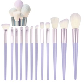 Makeup Kit, Makeup Brushes Premium Synthetic Foundation Brush, Beauty Tool Makeup Sponge for Eyeliner, Eyebrow, Eyeshadow (Purple) 12 Pcs Loopunk