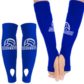 Abeillo Volleyball Arm Sleeves Passing Hitting Forearm Sleeves with Protection Foam Pads and Thumb Hole,Padded Volleyball Sleeves Volleyball Arm Pads for Teens Youth Girls 1 Pair Blue