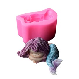 Runloo - Molde de silicona para jabón de sirena, diseño de sirena, 3D, hecho a mano