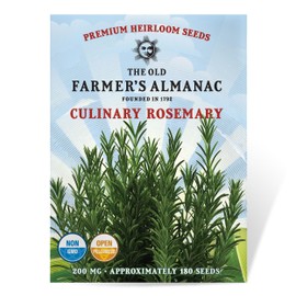 The Old Farmer's Almanac Heirloom Culinary Rosemary Herb Seeds - Premium Non-GMO, Open Pollinated, Drought & Cold Tolerant (1 Packet - 200 MG - Approx 180 Seeds)