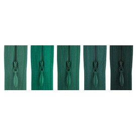 Invisible Zip Fastener, Pack of 5, Suitable for Light Weight Fabric, Green Colours (22 inch)