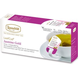 Ronnefeldt LeafCup Jasmine Gold – Loose Leaf Green Tea with Jasmine Flowers – 15 Individually Wrapped Tea Bags