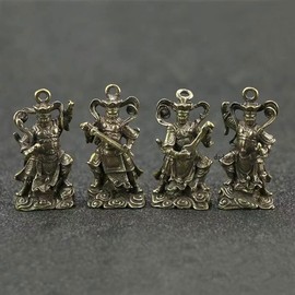 Buddha Statue Mini Cute [Four Heavenly Kings: Tamonten, Kokokuten, Zochoten, Jikokuten], Brass (Small 1.6 inches (4 cm) (Old Fashion) Copperware, Divine Figurine, Guardian God
