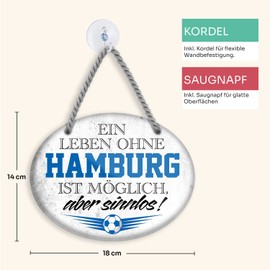 schilderkreis24 Tin Sign Football Sign "Ein Leben ohne Hamburg ist Sinnlos" Decorative Gift Idea Man 18 x 14 cm