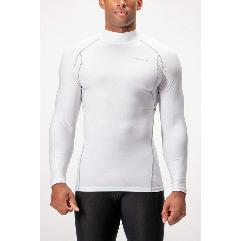 DEVOPS 3 Pack Men's Athletic Turtle Neck Long Sleeve Compression