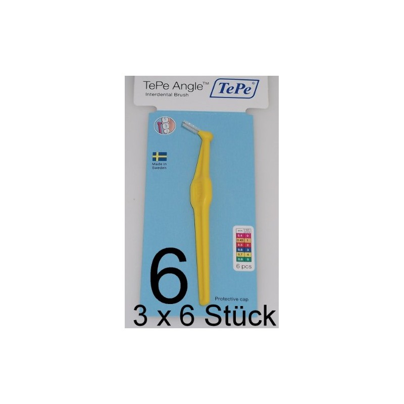 TePe Angle Interdental Brushes 0.7 mm Yellow Pack of 18