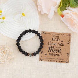 Dad Gifts for Fathers Day Cool Mens Bracelet for Father Who Wants Nothing I Love You To The Moon And Back Jewelry Gift for Men Best Birthday Gifts for Father In Law Step Dad Papa