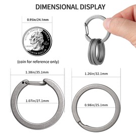 TISUR Titanium Key Rings,Small Round Carabiner Clip with Titanium Keyrings,Quick Release Key Ring Holder for Men Women