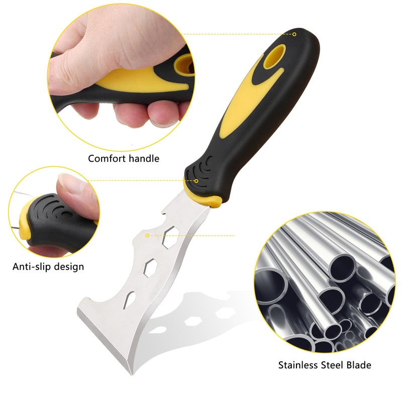 Drado Scraper Tool 13-in-1, Straight Scraper, Multi-Function Chisel Scraper, Stainless