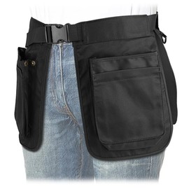 MUCHER Triple Hippie Fanny Pack Waiter Waitress Apron Bag Multifunctional Fabric Waist Bag Sweatproof Side Bag for Women Men Hiking Running Camping Trekking (Black)