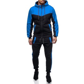 Marine Royal Track Suits for Men Set Full Zip Sweatsuit Outdoor Jogging Men Tracksuits