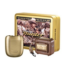 yoose Bounty Hunter Mini Shaver Gift Set, Portable Alloy Travel Shavers, Cordless Shaving, USB-C Rechargeable Electric Razor for Men, Dry Shave, IPX7 Waterproof, Easy Cleaning, Battery Indicator, Gold