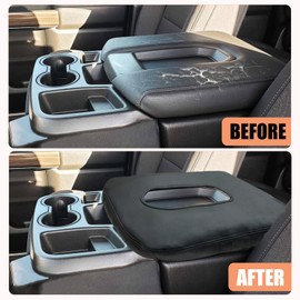 ANMOSVO Center Console Armrest Cover for Chevy Silverado GMC Sierra Accessories 2019-2024, Jump Seat Armrest Protective Cover, Armrest Lid Leather Interior, Middle Console Case