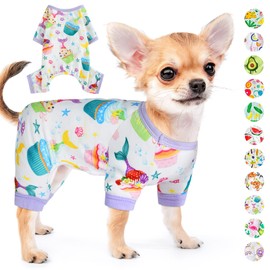 Dog Pajamas for Small Dogs Girl Boy Summer Dog Clothes Puppy Shirt Pjs Soft Doggie Onesie for Yorkie Chihuahua Teacup Cute Pattern Pet Cat Outfits Apparel Clothing