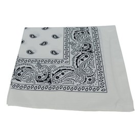 WHITE PAISLEY BANDANA 100% COTTON, One Size