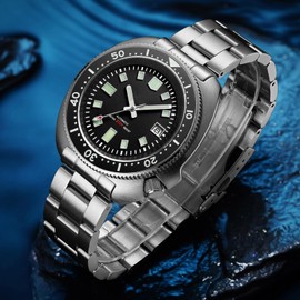 ADDIESDIVE Bronze watches men's analogue watches automatic watch men's 20 bar diving watch AD2104, Black 2, Bracelet