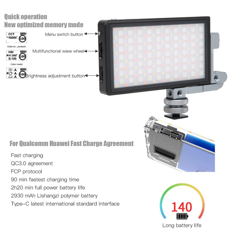 BOLING P1 Fill Light Portable Small Adjustable for Camera RGB