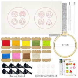 HAND U JOURNEY Car Vent Clip Embroidery Punch Needle Kit - Dly Needlework Set for Creative Car Decor withAromatherapy Pads and Plastic Stand