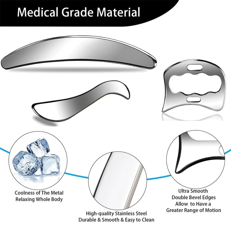 Gua Sha Stainless Steel, 3-in-1 Gua Sha Stone Face Tool,